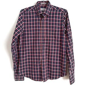 Vintage GANT Rugger Plaid Shirt Small S Red Navy‎ Cotton USA Preppy